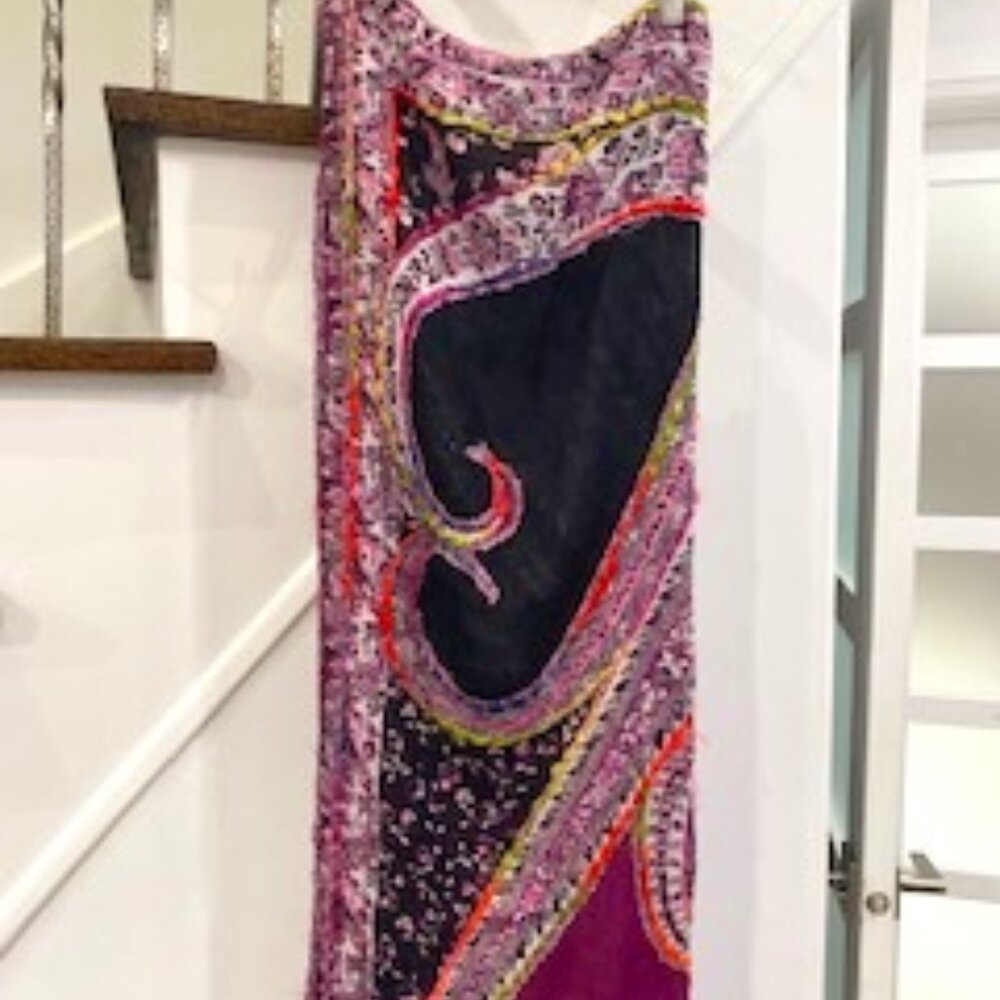 Clearout-EUC Raj multi color Rayon scarf sz 27" x 72"